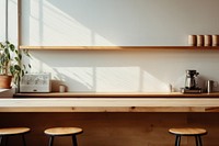 Coffee shop wood furniture window. AI generated Image by rawpixel.