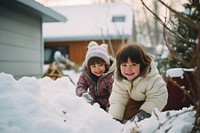 Children enjoying photography portrait outdoors. AI generated Image by rawpixel.