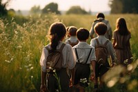 Children nature outdoors walking. AI generated Image by rawpixel.