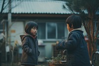 Asian children enjoying outdoors plant architecture. AI generated Image by rawpixel.