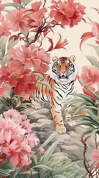 Tigers wildlife outdoors pattern. AI generated Image by rawpixel.