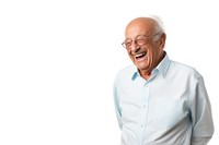 Grandfather laughing adult white background. AI generated Image by rawpixel.