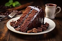 Cake chocolate plate dessert. AI generated Image by rawpixel.