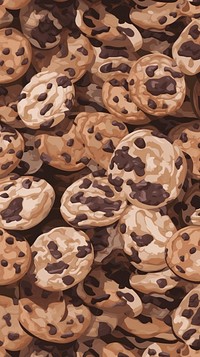 American Chocolate Chip Camo camouflage pattern backgrounds chocolate cookie. 