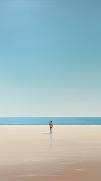 Beach outdoors standing horizon. 