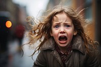 Little girl cry at street shouting motion child. AI generated Image by rawpixel.