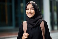 Indonesian cheerful smiling hijab. AI generated Image by rawpixel.