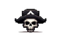 Black bones skeleton pirate hat white background. 