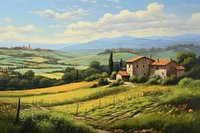 Italian countryside field house farm. AI generated Image by rawpixel.