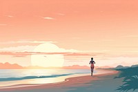 Woman jogging at the beach outdoors nature sky. AI generated Image by rawpixel.