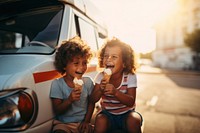 Brazilian kids enjoying ice cream summer child girl. AI generated Image by rawpixel.