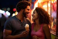Brazilian couple enjoying ice cream summer adult night. AI generated Image by rawpixel.