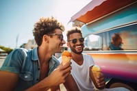 Brazilian couple enjoying ice cream summer adult food. AI generated Image by rawpixel.
