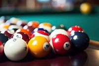 Closeup of snooker balls and sticks on the table sports eight-ball relaxation. AI generated Image by rawpixel.