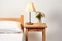 Clean table bed furniture bedroom. AI generated Image by rawpixel.