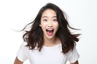 Asian woman surprise adult smile. AI generated Image by rawpixel.