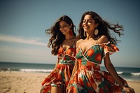 Mexican sisters in summer outdoors nature beach. AI generated Image by rawpixel.