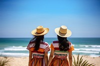 Mexican sisters in summer vacation beach adult. AI generated Image by rawpixel.