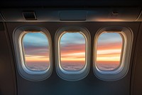 The airplane window from the inside aircraft vehicle transportation. AI generated Image by rawpixel.