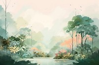 Vegetation outdoors nature forest vegetation painting plant. AI generated Image by rawpixel.