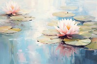 Water Lilies painting outdoors flower. 