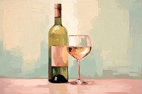 Wine bottle with glass drink refreshment countryside. AI generated Image by rawpixel.