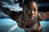 An African female figure skater performing a triple axel jump photography portrait motion. AI generated Image by rawpixel.