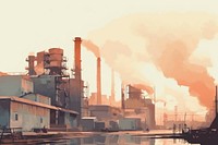 Factory architecture pollution refinery. AI generated Image by rawpixel.