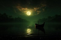 Green Sunsets atmospheric smokey nature moon astronomy. AI generated Image by rawpixel.