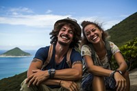 Laughing sitting travel smile. AI generated Image by rawpixel.