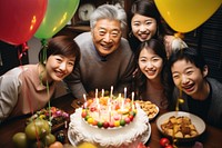 Japanese Asian family birthday dessert balloon. AI generated Image by rawpixel.
