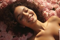 Latina Brazilian female portrait smiling flower. AI generated Image by rawpixel.