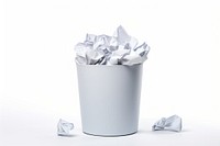 Trash can with paper sheets white white background recycling. AI generated Image by rawpixel.