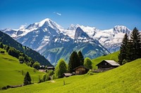 Swiss mountains landscape outdoors village. AI generated Image by rawpixel.