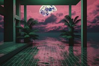 Random vaporwave with nostalgia aesthetic background outdoors nature night. AI generated Image by rawpixel.