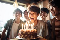 Thai teenage boy cake birthday dessert. AI generated Image by rawpixel.