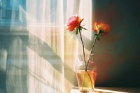 A vase with rose window windowsill flower. AI generated Image by rawpixel.