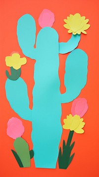 Illustration of cactus plant art orange background. AI generated Image by rawpixel.