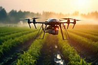 Controlling drone spraying farm technology helicopter. AI generated Image by rawpixel.
