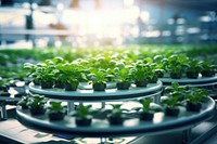 Hydroponics smart farm vegetable plant herbs. AI generated Image by rawpixel.