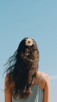 Flower person hair sky. AI generated Image by rawpixel.