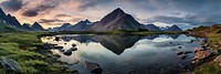 Lake and hoven mountain wilderness landscape panoramic. AI generated Image by rawpixel.