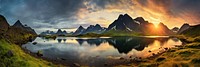 Lake and hoven mountain landscape panoramic outdoors. AI generated Image by rawpixel.