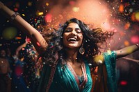 Indian woman gorgeous celebrating party adult illuminated. AI generated Image by rawpixel.