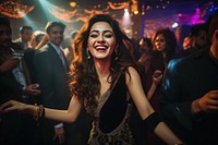 Pakistani gorgeous celebrating party nightclub laughing. AI generated Image by rawpixel.