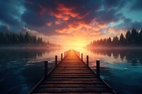 Sunrise landscape panoramic outdoors. AI generated Image by rawpixel.