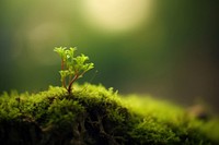 Plant growing green moss leaf. AI generated Image by rawpixel.