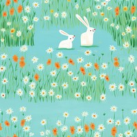Bloom garden pattern with bunny backgrounds outdoors nature. AI generated Image by rawpixel.