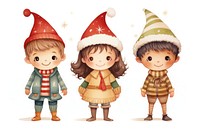 Three kids wearing different christmas costume representation child cute. AI generated Image by rawpixel.