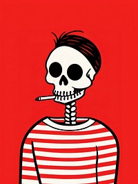 Cartoon character with his cigarette drawing red representation. AI generated Image by rawpixel.
